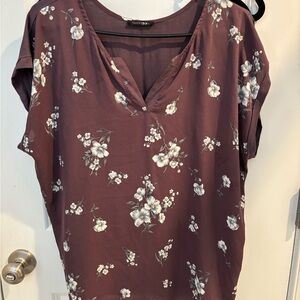 Papermoon Floral V-Neck Blouse in Purple
